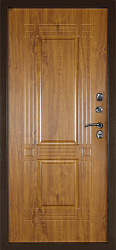 Входная уличная металлическая дверь Тепло-1, Антик медь/ Янтарный дуб