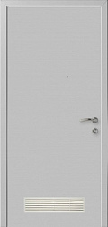 картинка Дверь пластиковая влагостойкая с вентиляционной решеткой, композитный ПВХ, цвет серый магазин Dveris являющийся официальным дистрибьютором в России 