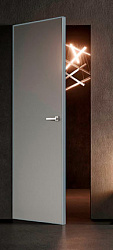 картинка Скрытая дверь Невидимка 700 INVISIBLE, под покраску, матовая алюминиевая кромка с 4х сторон магазин Dveris являющийся официальным дистрибьютором в России 