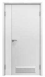 картинка Дверь пластиковая влагостойкая 1100 мм, с вентиляционной решеткой, композитный ПВХ, цвет белый магазин Dveris являющийся официальным дистрибьютором в России 