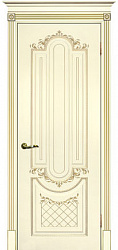 картинка Ульяновские двери, Смальта 13 ДГ, Слоновая кость патина золото магазин Dveris являющийся официальным дистрибьютором в России 