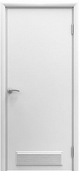 Дверь пластиковая влагостойкая 1000 мм, с вентиляционной решеткой, композитный ПВХ, цвет белый