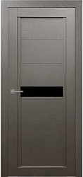 картинка Межкомнатная дверь Т-1 ДО черный лакобель, Renolit, серый камень магазин Dveris являющийся официальным дистрибьютором в России 