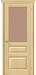картинка Дверь без отделки из массива сосны DB М-5, сатинато бронзовое Кристалл магазин Dveris являющийся официальным дистрибьютором в России 