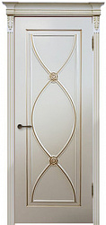 картинка Межкомнатная дверь Фламенко ДГ, эмаль тон RAL9001 патина золото магазин Dveris являющийся официальным дистрибьютором в России 