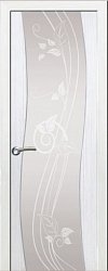 картинка Ульяновская дверь Омега, беленый дуб, белый триплекс Нежность магазин Dveris являющийся официальным дистрибьютором в России 