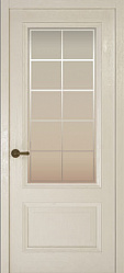 картинка Ульяновские двери, Riva Classica 1, дуб белый с патиной, стекло Решетка магазин Dveris являющийся официальным дистрибьютором в России 