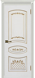 картинка Ульяновские двери, Карина-3 ДГ, Эмаль белая патина золото магазин Dveris являющийся официальным дистрибьютором в России 