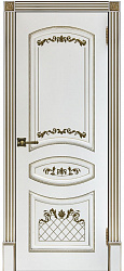 картинка Ульяновские двери, Алина-2 ДГ, эмаль белая с золотой патиной магазин Dveris являющийся официальным дистрибьютором в России 