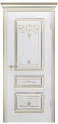 Ульяновские двери, Трио Корона В-3 ДГ, Эмаль белая с патиной белое золото