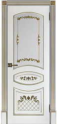 картинка Ульяновские двери, Алина-2 ДО, эмаль белая с золотой патиной магазин Dveris являющийся официальным дистрибьютором в России 