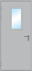 картинка Стальная противопожарная дверь ДПО-1, EI-60 стекло, RAL7035 серый магазин Dveris являющийся официальным дистрибьютором в России 