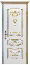 картинка Ульяновские двери, Соната B-3 ДГ, эмаль белая патина золото магазин Dveris являющийся официальным дистрибьютором в России 