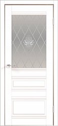 картинка Дверь межкомнатная, Эмили ДО кристалл серебро Экошпон, белый эмалит магазин Dveris являющийся официальным дистрибьютором в России 